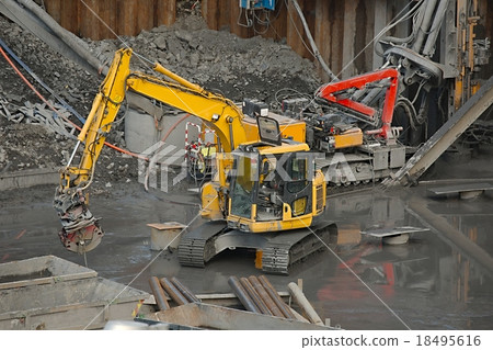Construction site machinery 18495616
