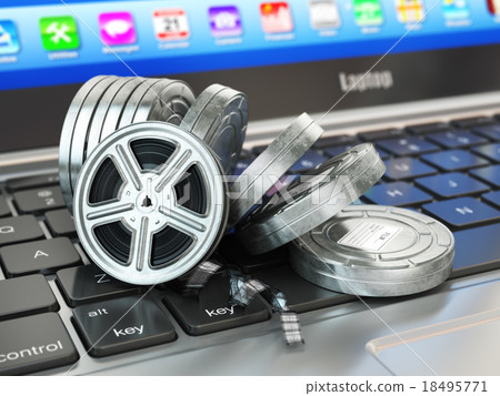 Video or movie online internet concept. Film reels 18495771