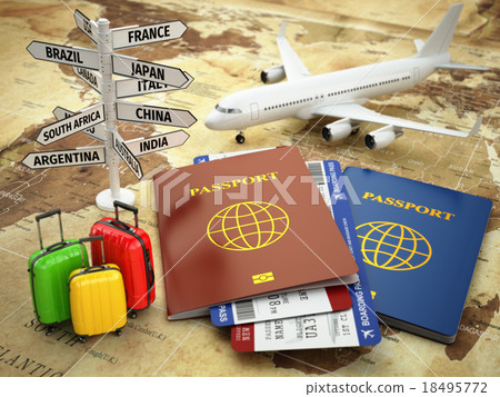 Travel or tourism concept. Passport, airplane Travel or tourism concept. Passport, airplane 18495772