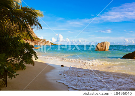 Tropical beach Source D'Argent at Seychelles Tropical beach Source D'Argent at Seychelles 18496040