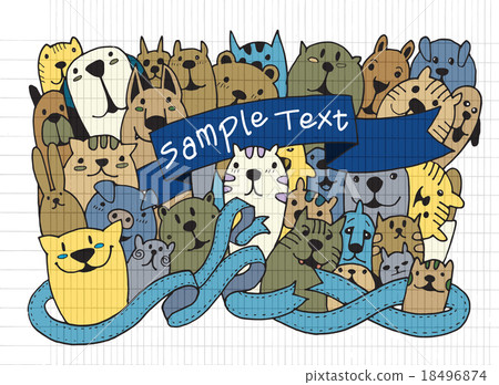 Hand drawn doodle Funny Pet Set 18496874