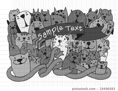 Hand drawn doodle Funny Pet Set Hand drawn doodle Funny Pet Set 18496893