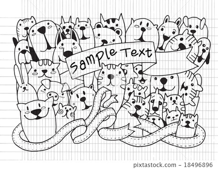 Hand drawn doodle Funny Pet Set Hand drawn doodle Funny Pet Set 18496896