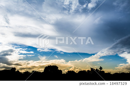 silhouette shot image of tree and sunset sky 18497329