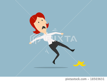 Businesswoman slipping on a banana peel 18503631