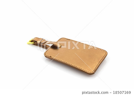 Golden leather luggage tag. Golden leather luggage tag. 18507169