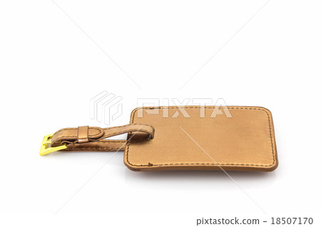 Golden leather luggage tag. Golden leather luggage tag. 18507170
