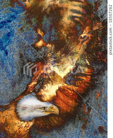 beautiful painting of eagle on an abstract 18507262