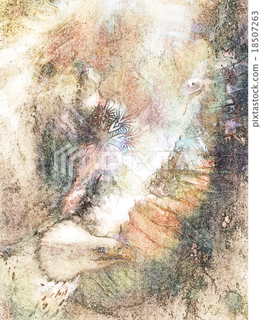 beautiful painting of eagle on an abstract 18507263