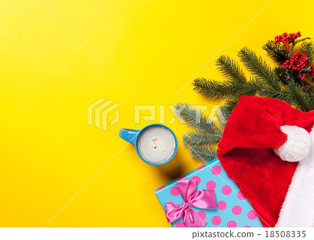 Cup of coffee and Christmas gifts Cup of coffee and Christmas gifts 18508335