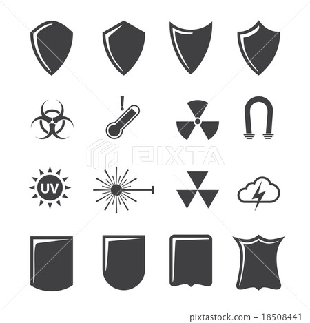 Shield and protection icons set 18508441