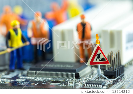 Team of engineers repairing circuit mother board.  18514213