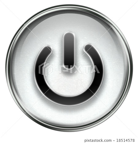 power button grey, isolated on white background. - Stock Illustration ...