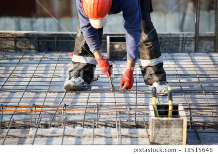 workers make reinforcement for concrete foundation workers make reinforcement for concrete foundation 18515648