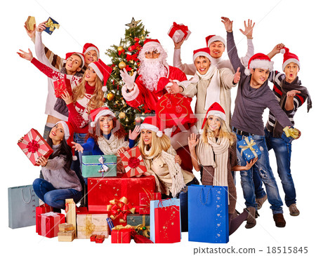 Group people and Santa. Group people and Santa. 18515845