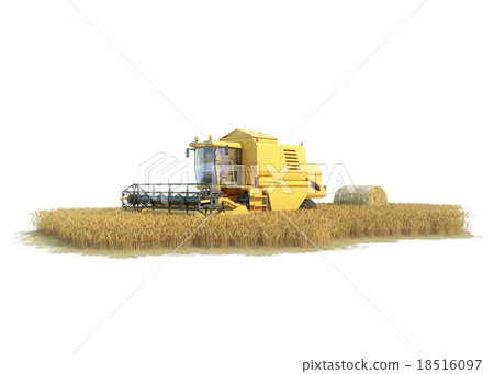 combine-harvester on isolated field combine-harvester on isolated field 18516097