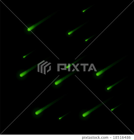 Shooting Green Stars on Nignt Sky 18516486