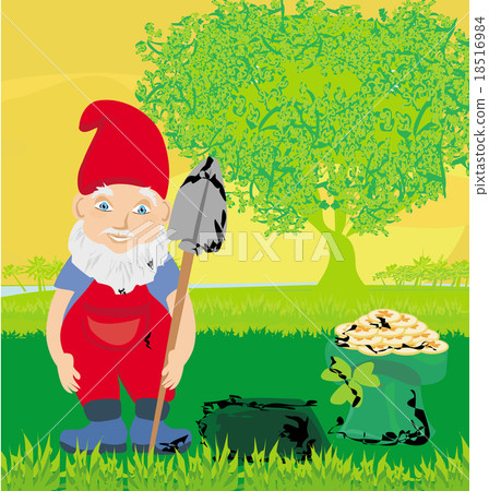 cute dwarf with pot of gold coin cute dwarf with pot of gold coin 18516984