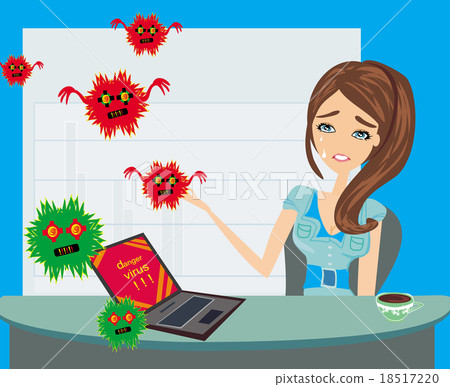 Computer virus attacking laptop in the office Computer virus attacking laptop in the office 18517220