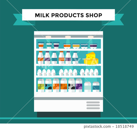 Milk products shop stall with Milk products shop stall with 18518749