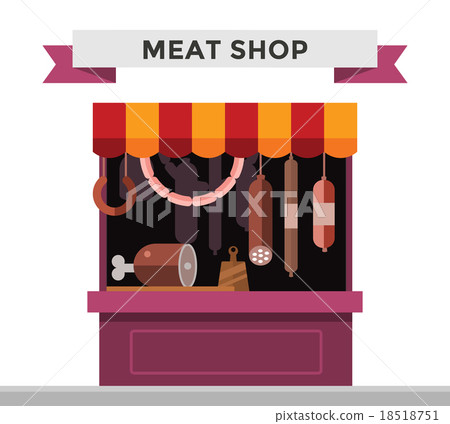 Meat shop stall with meats products 18518751