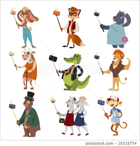 Selfie shots animals cartoon vector illustration 18518754