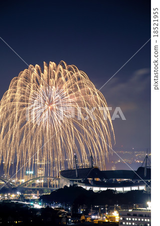 Night view of Toyota city and skyrocket 18521955