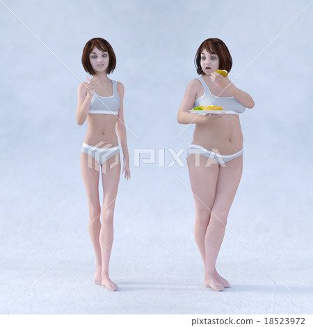 Diet image Before after After perming3dCG illustration material 18523972