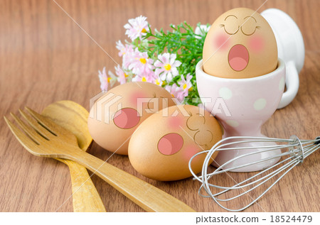 Eggs sleep with Expression Face. 18524479