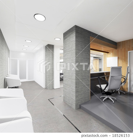 Stock Illustration: office lobby with a reception desk