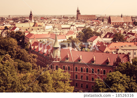 Aerial view of Old Town in Krakow, Poland 18526316