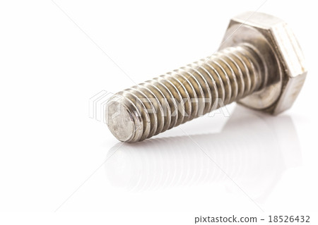 Metal screw and nuts on white background. 18526432