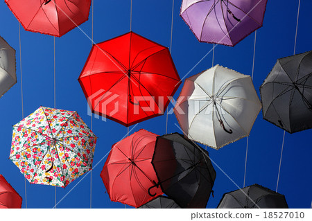 a lot of colorful umbrellas in the sky a lot of colorful umbrellas in the sky 18527010
