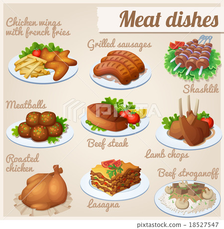 Set of food icons. Meat dishes.  18527547