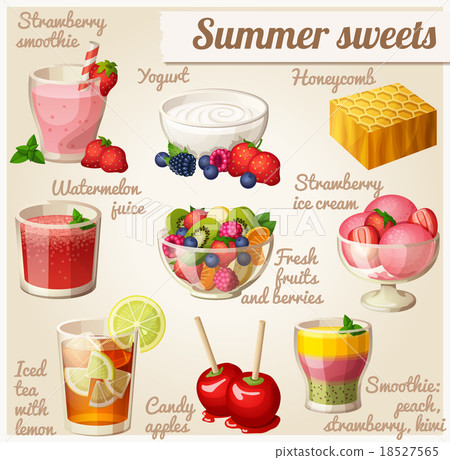 Set of food icons. Summer sweets Set of food icons. Summer sweets 18527565