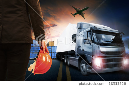 container truck ,ship in port  18533326
