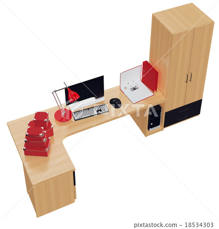 Furniture set for working place with office stuff 18534303