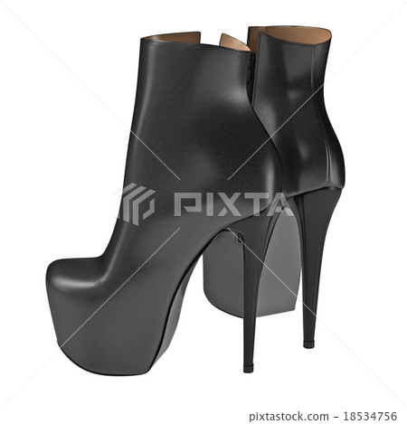 Exclusive black leather boots on high heels Exclusive black leather boots on high heels 18534756