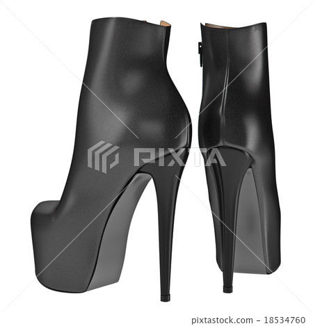 Leather black boots with zipper. 3D graphic Leather black boots with zipper. 3D graphic 18534760