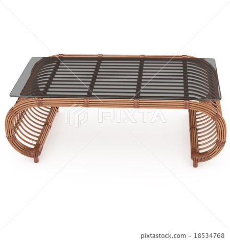 Rattan table with glass top 3d graphics 18534768