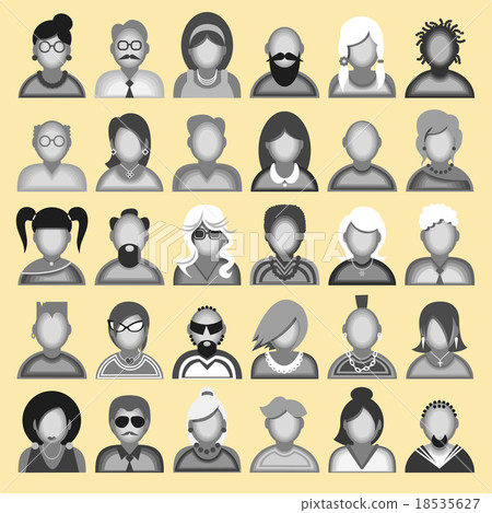 Creative modern icons avatars with people. Creative modern icons avatars with people. 18535627