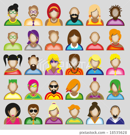 Creative modern icons avatars with people. 18535628