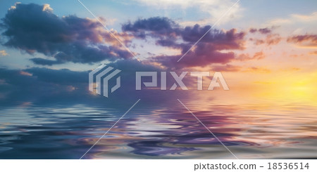 sky at sunset reflected in water sky at sunset reflected in water 18536514