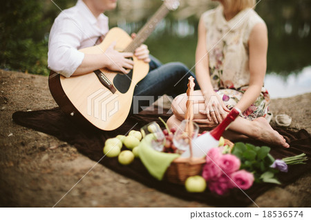 romantic date young couple on nature romantic date young couple on nature 18536574