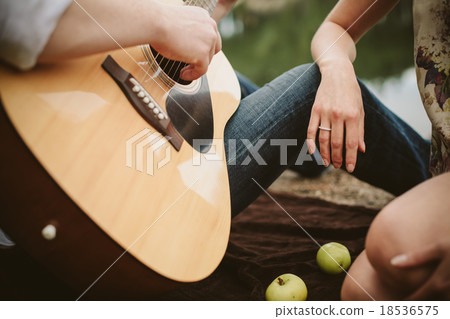 romantic date young couple on nature romantic date young couple on nature 18536575