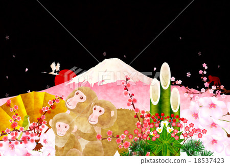 Mt. Fuji New Year's card background Mt. Fuji New Year's card background 18537423