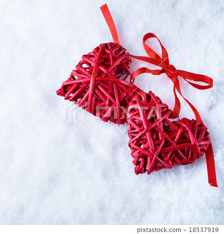 Two beautiful romantic vintage red hearts together 18537919