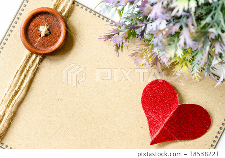 red heart paper and blank brown tag red heart paper and blank brown tag 18538221