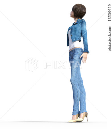 Model posing woman female perming 3DCG - Stock Illustration