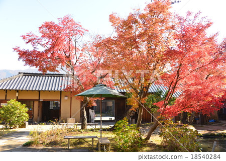 秋天葉子的山寺廟Tsoussan的房子 18540284